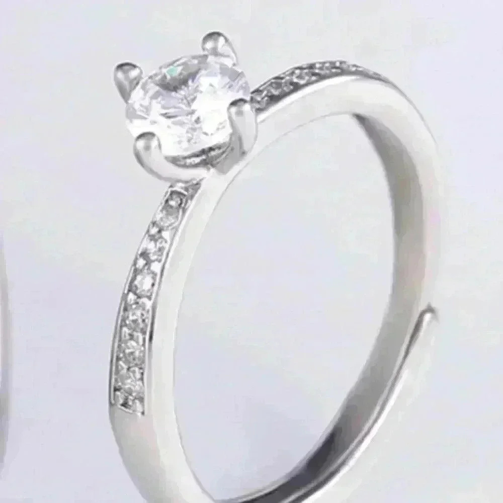 🎁925 Silver Plated Promise Lovers Dainty Round CZ Women Ring, GPMB1435